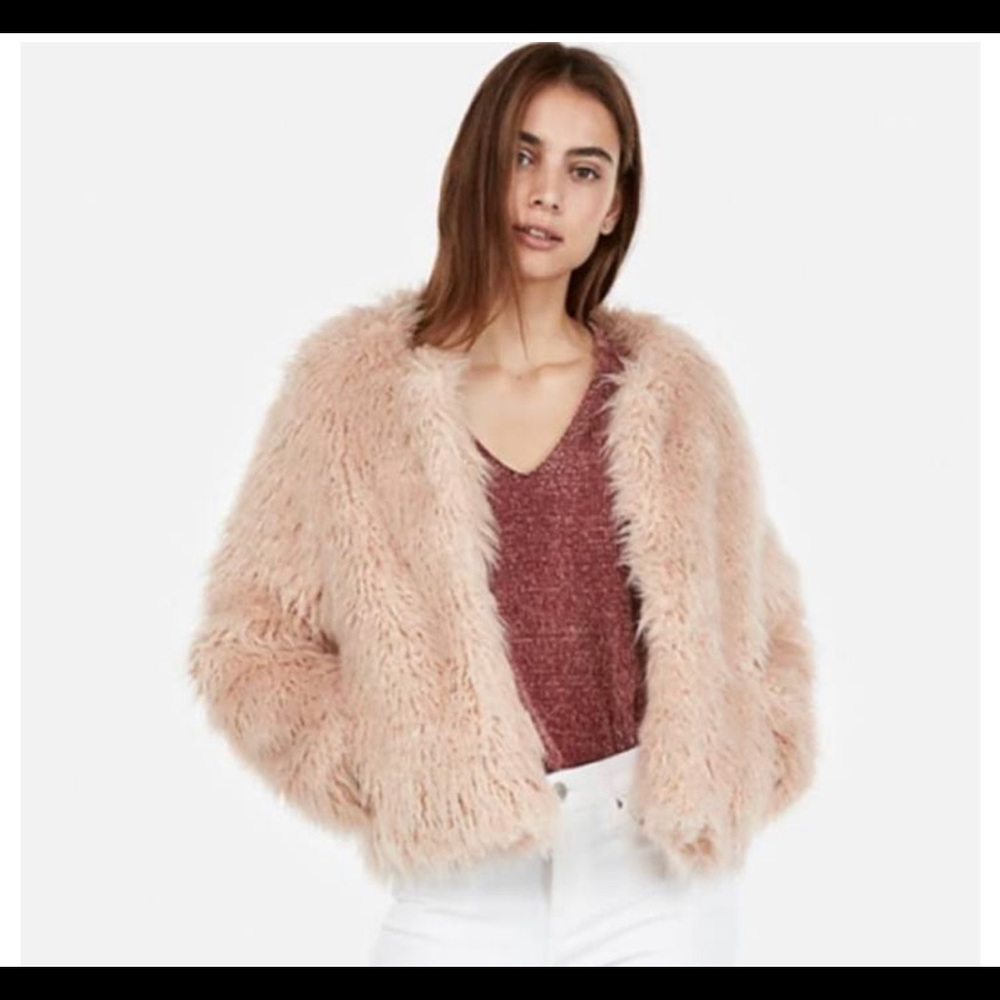 NWT Blush Pink Faux Fur Jacket